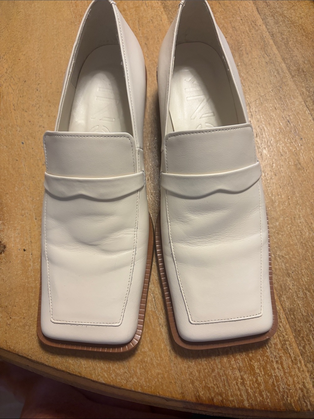 Elegant Cream Square-Toe Women's Slip-On Loafers